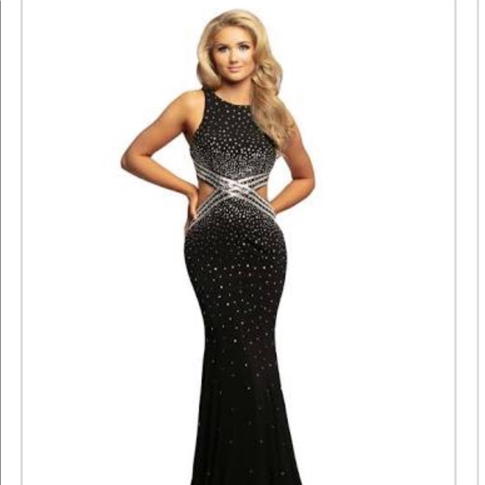 Johnathan kayne black jeweled prom dress size 4